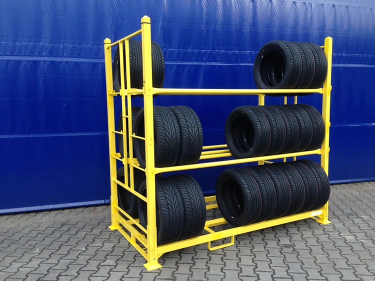 Heavy Duty Detachable Powder Coated Corrosion Protection Portable Foldable Metal Truck Tire Storage Rack/ Racking