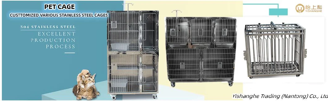 Pet Clinic Veterinary Equipment 304 Stainless Steel Animal Cat Dog Dry Injection Medical Electric Power Pet Kennel Hospital Foster Cage with Wheels