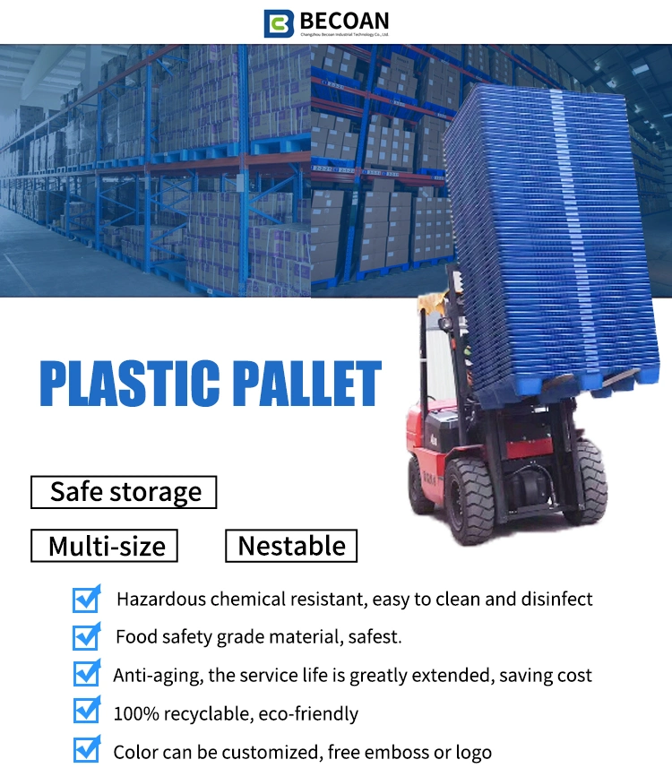 Wholesale OEM Industrial Heavy Duty Steel Reinforced Warehouse Rackable Storage Four-Way Entry Durable HDPE Euro Plastic Pallets for Manufacturer Prices
